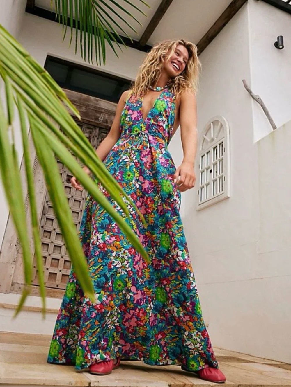 Free People Saffron Vibrant Floral Maxi Dress - Multicolor XS